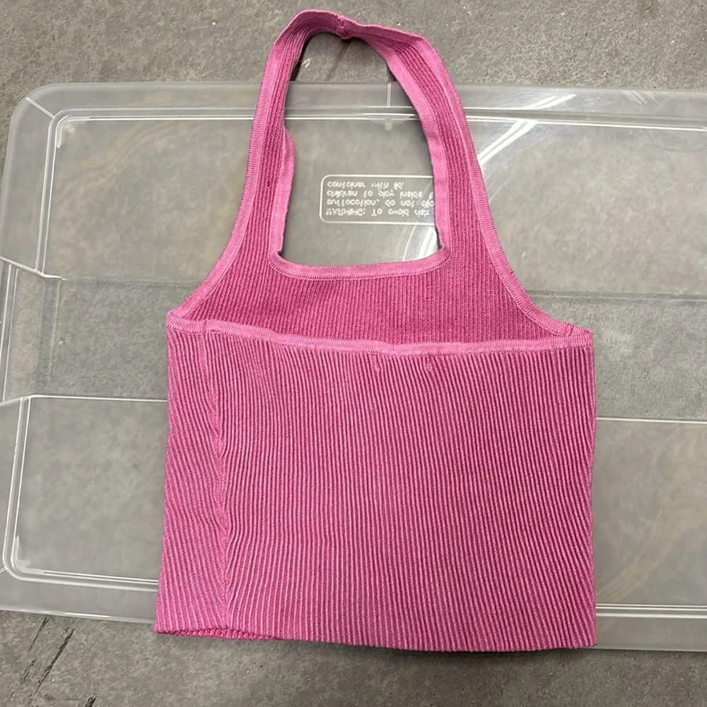 Pink Ribbed Halter Top - Picture 2 of 2